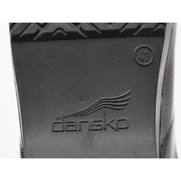 Dansko Original Professional Womens 11 Clogs Black Metallic Patent Leather Shoe - Picture 10 of 11